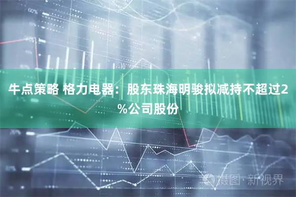 牛点策略 格力电器：股东珠海明骏拟减持不超过2%公司股份