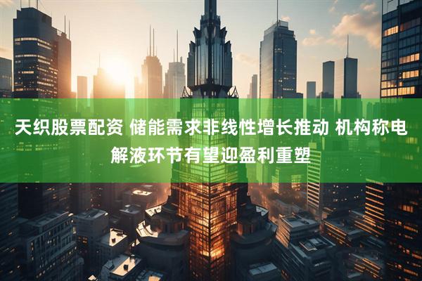 天织股票配资 储能需求非线性增长推动 机构称电解液环节有望迎盈利重塑